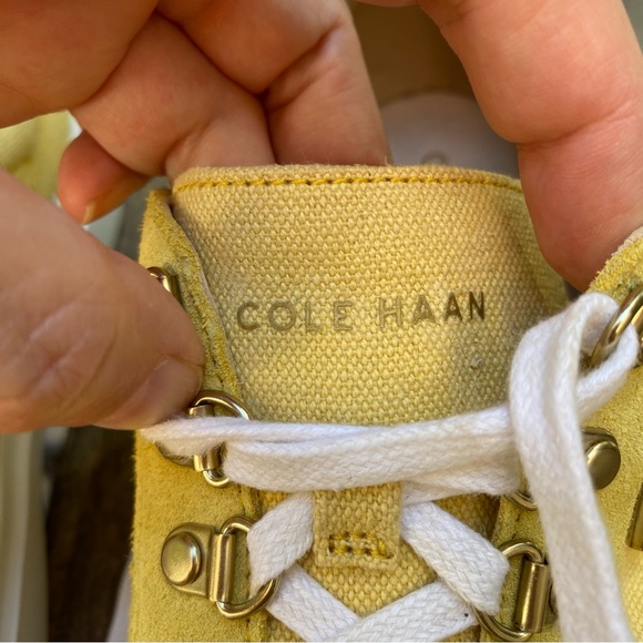 Cole Haan Grand Series Lace Up Sneaker Women's Size 9.5B Yellow Suede Canvas - Picture 13 of 15